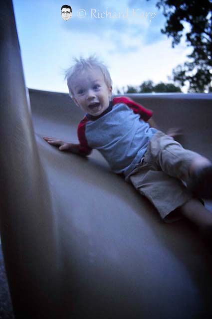 Pence on the slide in Brandon Park