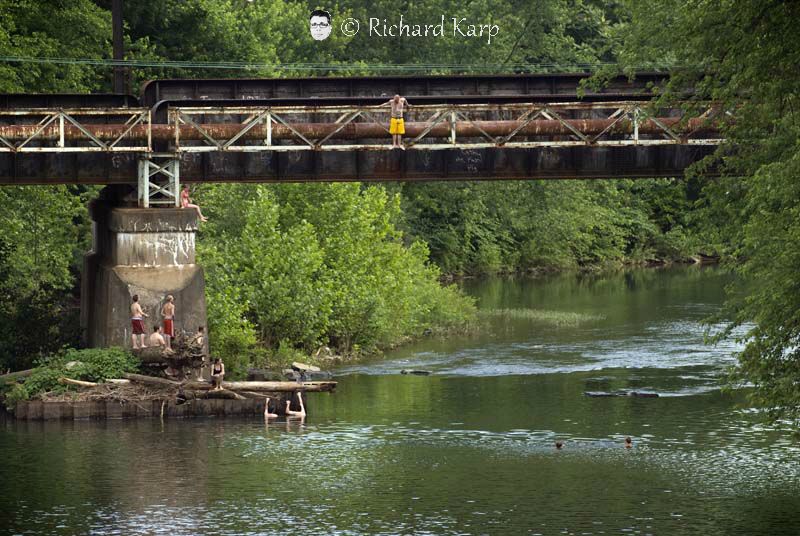 Jumping from the railroad bridge, Lycoming Creek